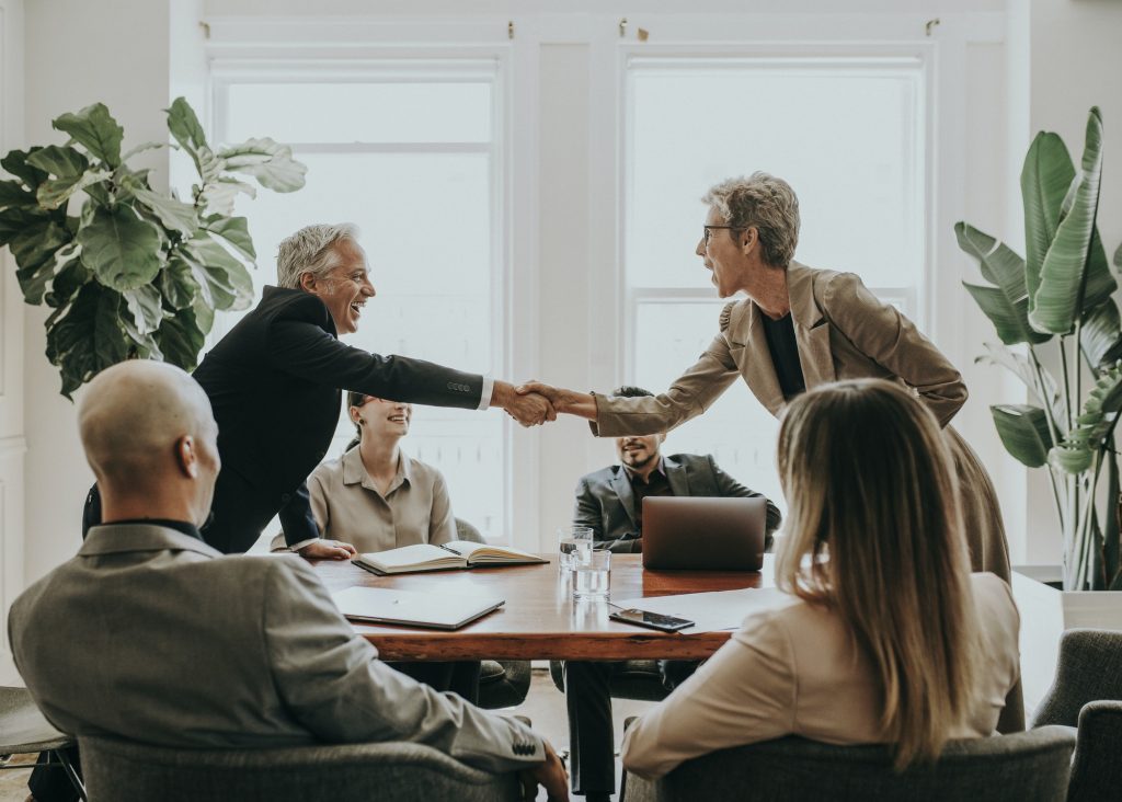 Business partners shaking hands